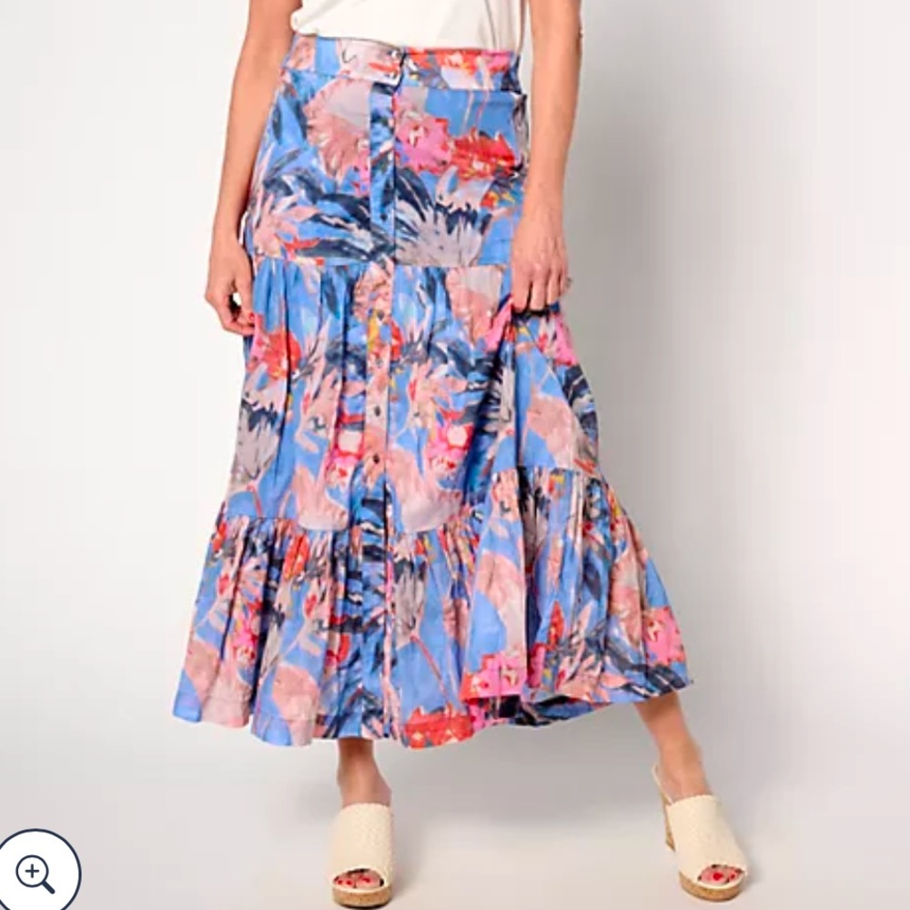 NIC + ZOE Printed Tiered Skirt - S